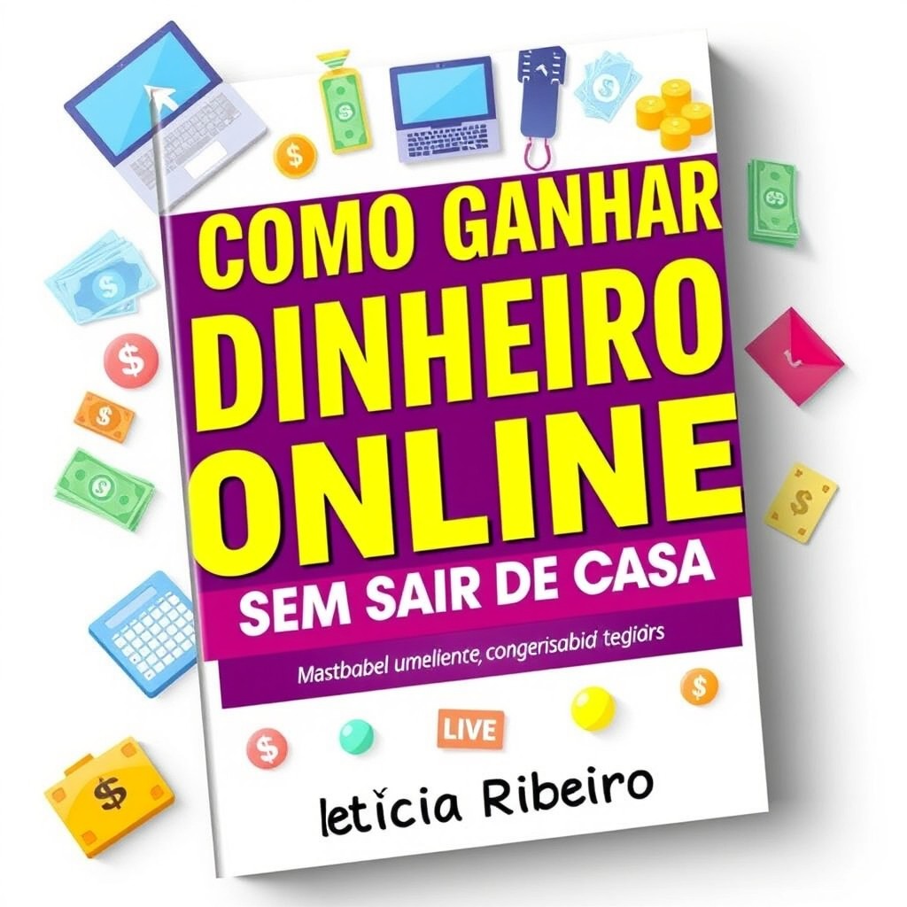 A digital book cover designed for the title 'Como Ganhar Dinheiro Online Sem Sair de Casa', featuring a modern, clean layout
