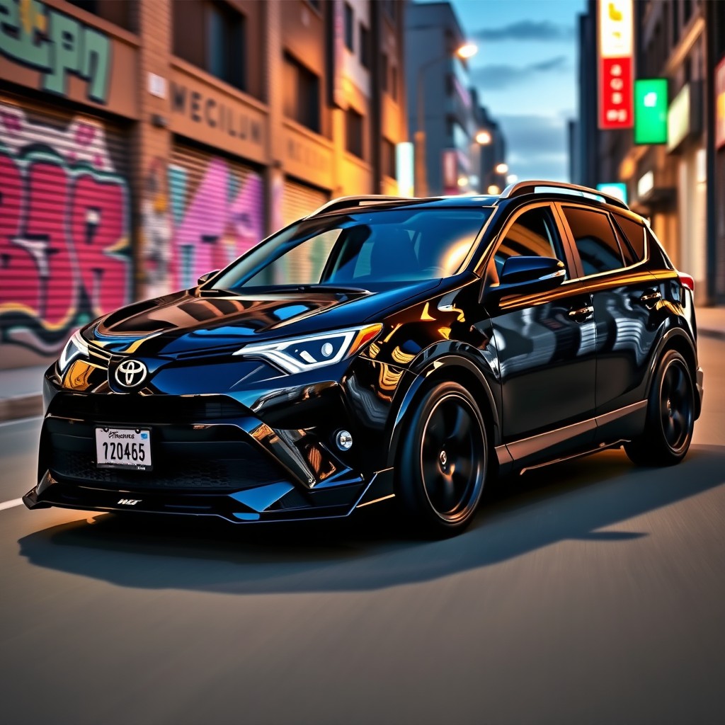 Agile and Bold: 2016 Modified Black Toyota RAV4