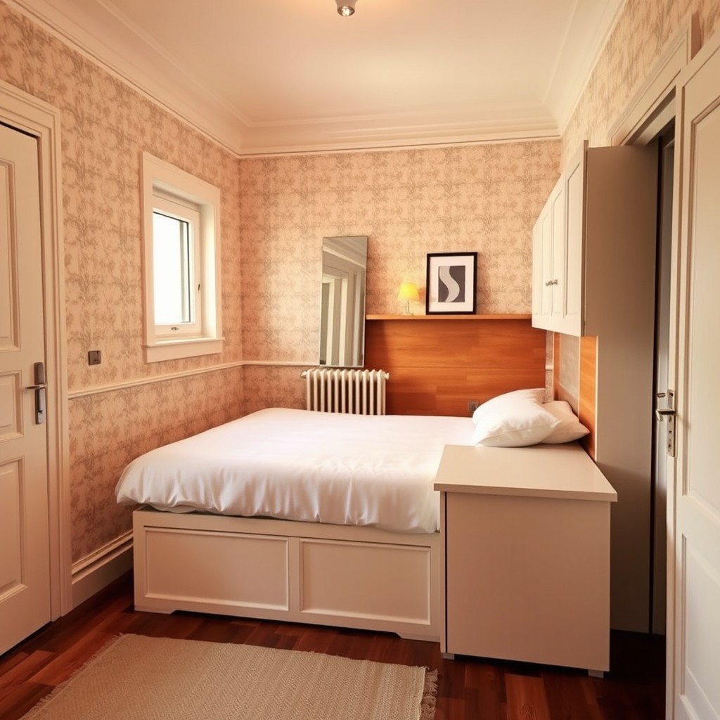 A warm, timeless, and enveloping bedroom measuring 2