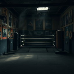 An old, worn boxing gym reminiscent of Rocky Balboa's training space