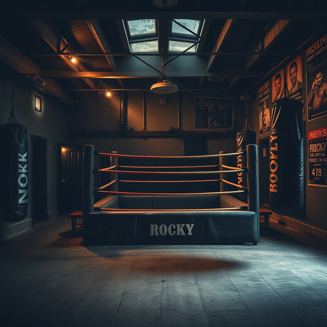 An old, worn boxing gym reminiscent of Rocky Balboa's training space