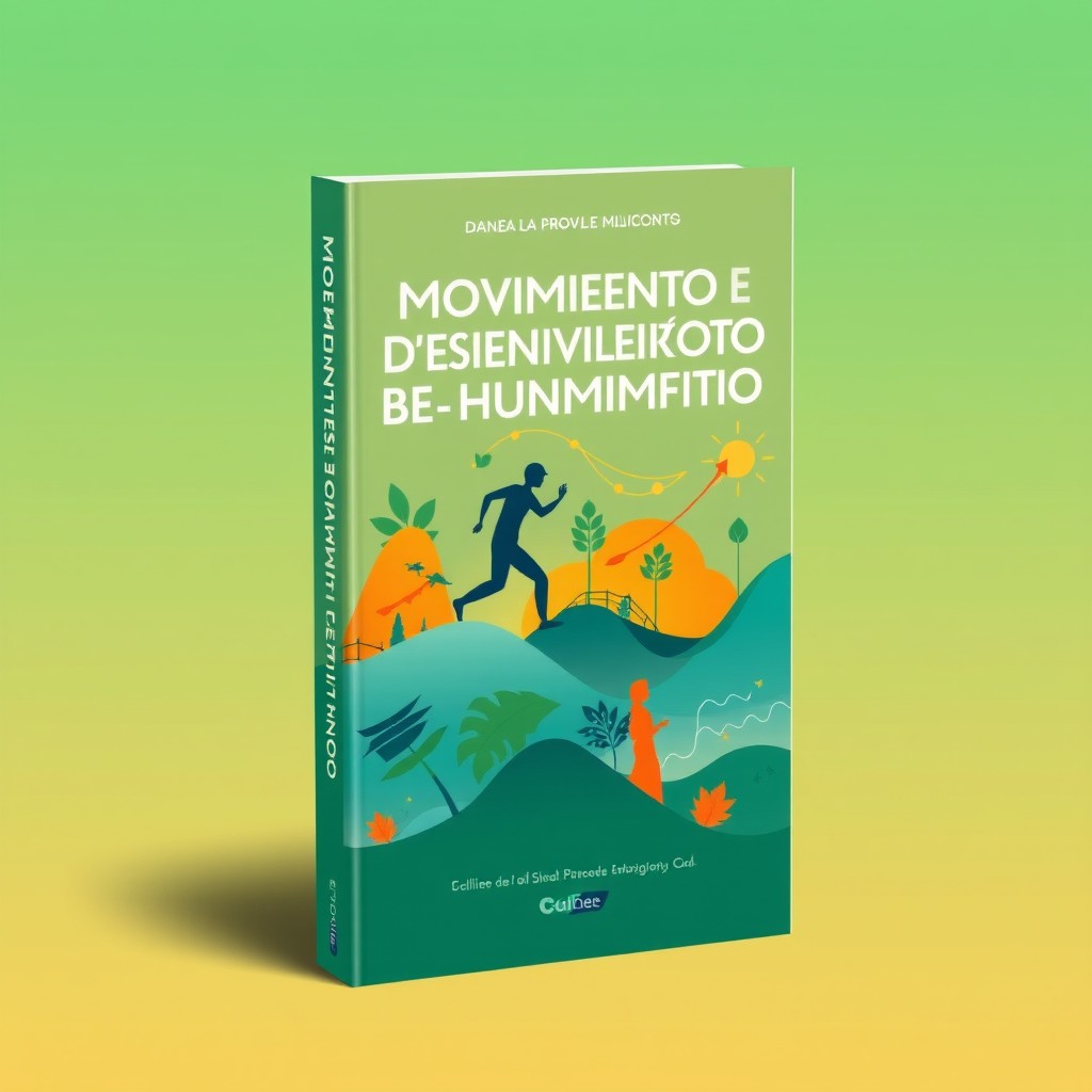A book cover design with the title 'Movimento e Desenvolvimento Humano'