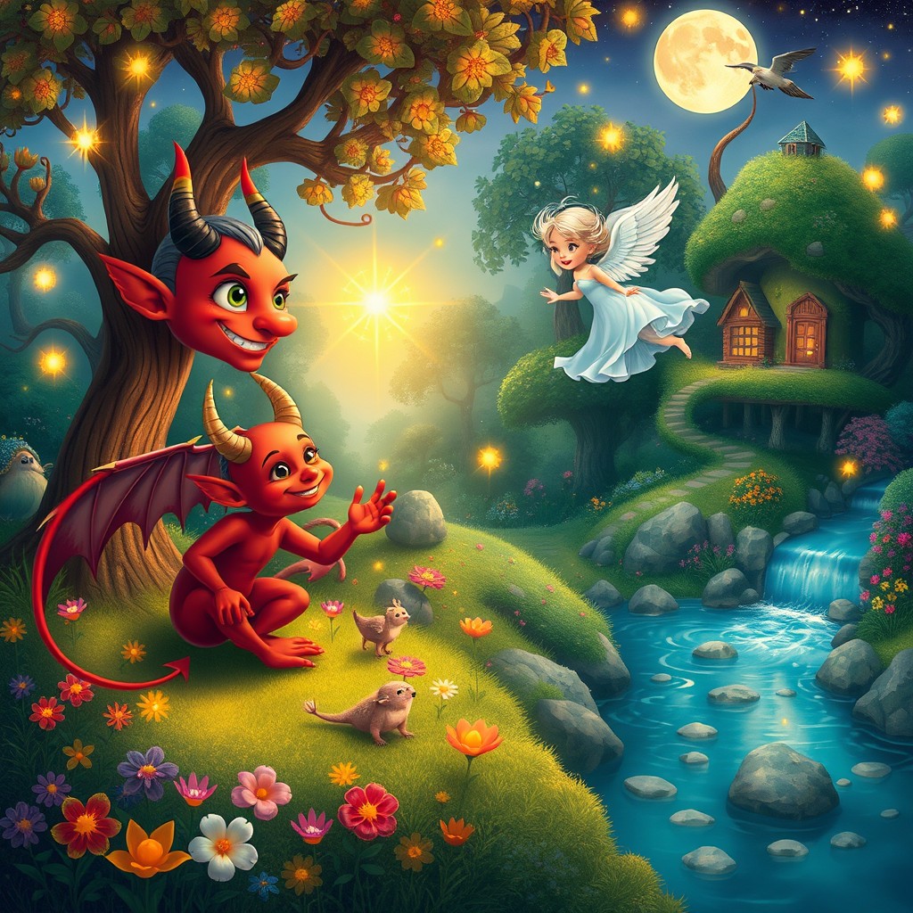 A whimsical reinterpretation of the fairy tale involving a Red Devil named Dongo and a White Angel named Angelica, inspired by the traditional story of Bawang Merah and Bawang Putih