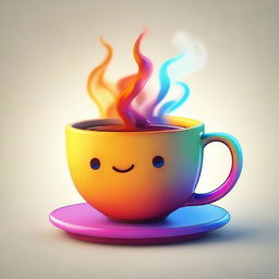 An 8K, high resolution, colorful cartoon-style image of a steaming cup of tea.