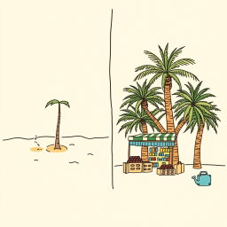 Create a professional doodle-style split illustration for a corporate presentation