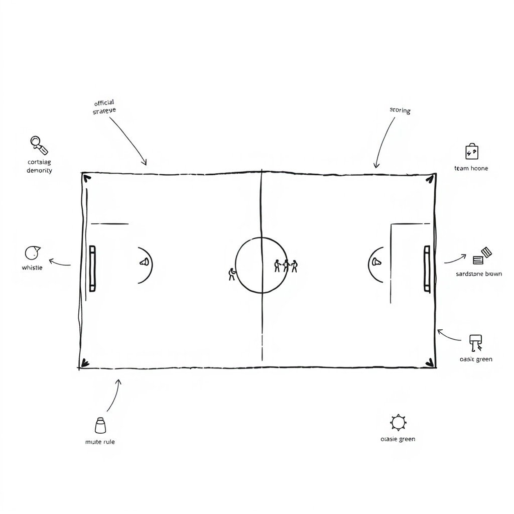 Create a professional doodle-style illustration intended for a corporate presentation featuring a football field sketched in a simple, minimalist way