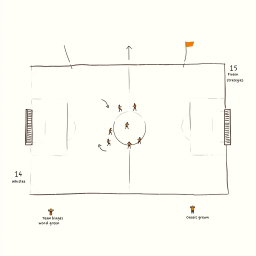 Create a professional doodle-style illustration intended for a corporate presentation featuring a football field sketched in a simple, minimalist way