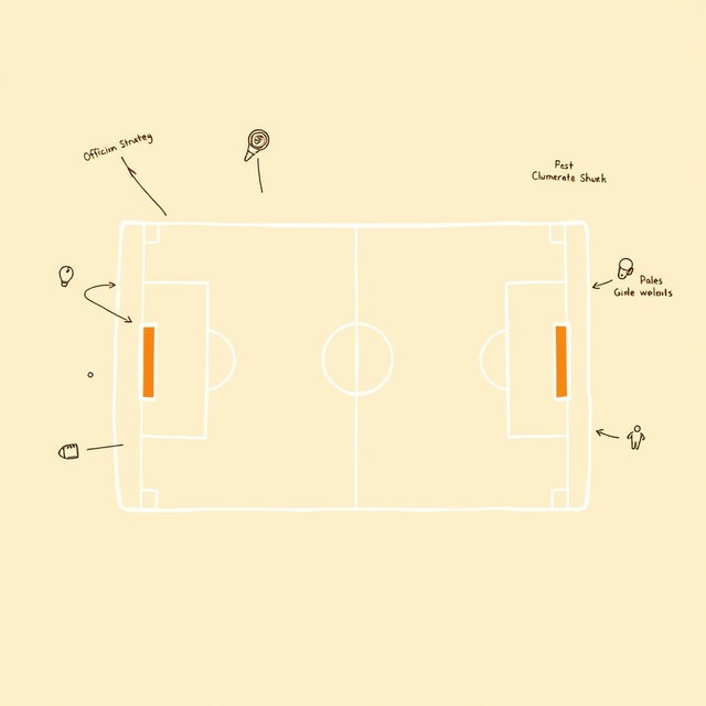 Create a professional doodle-style illustration intended for a corporate presentation featuring a football field sketched in a simple, minimalist way