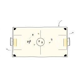 Create a professional doodle-style illustration for a corporate presentation featuring a football field illustrated in a portrait orientation using a simple sketch style