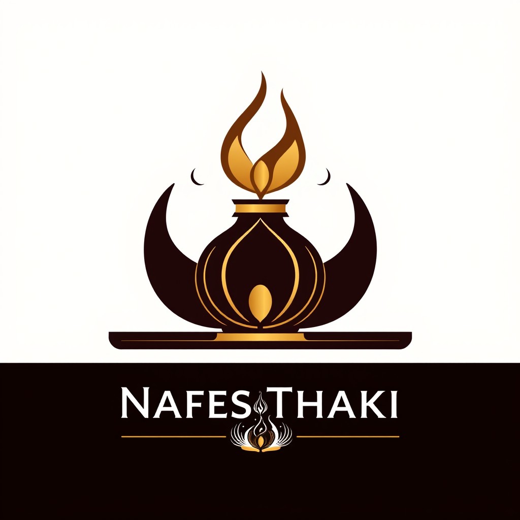 A professional and elegant logo for a company named 'Nafes Thaki', which specializes in oud (traditional incense) and electronics