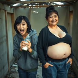 In a rundown abandoned shack, a 19-year-old Chinese woman, who is both petite and malnourished, holds a baby bottle filled with milk