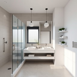 A sleek and modern bathroom design for a space measuring 6
