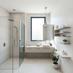 A sleek and modern bathroom design for a space measuring 6