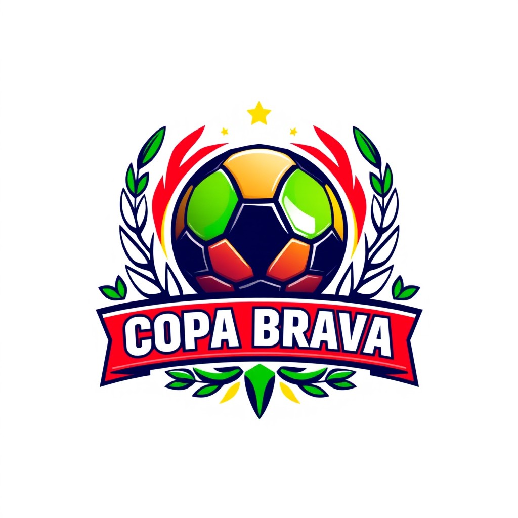 A vibrant and dynamic logo for a football tournament named 'Copa Brava'