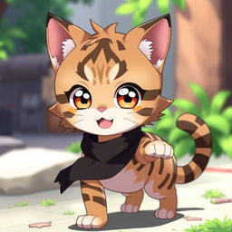 An anime-style tabby cat boy featuring distinct feline characteristics, such as large, expressive cat-like eyes that sparkle with mischief
