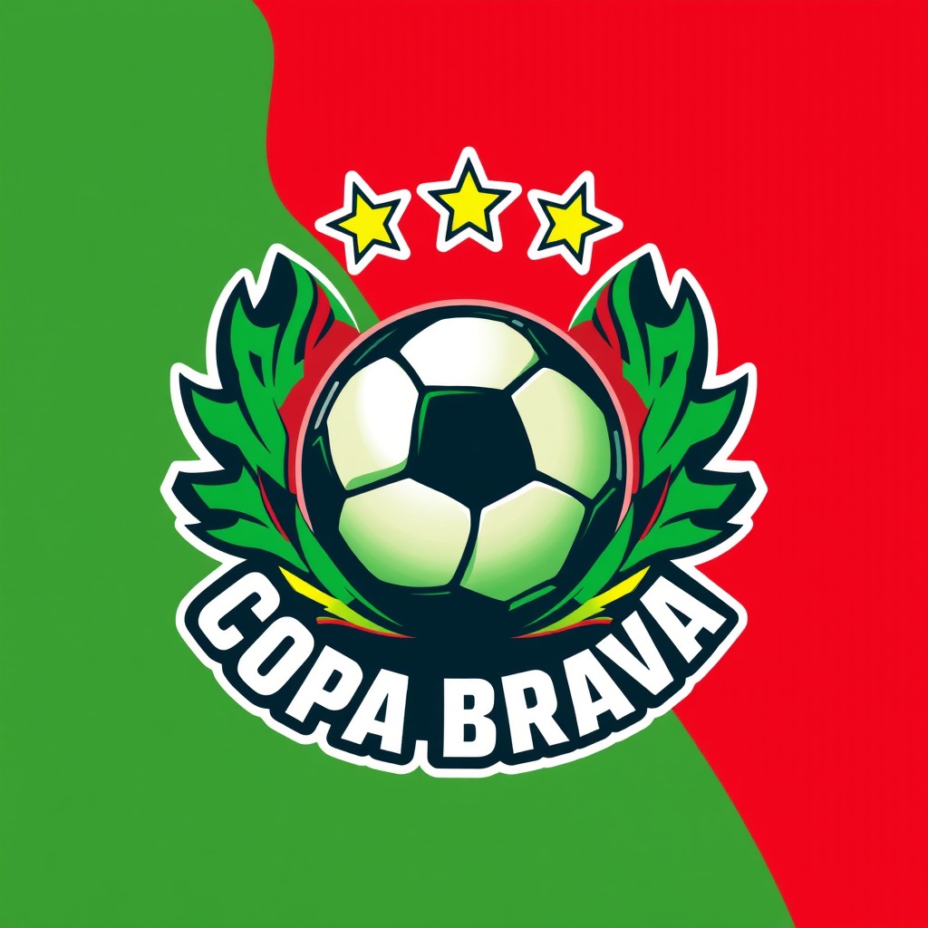 A striking and energetic logo design for a football tournament named 'Copa Brava'