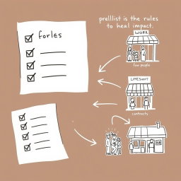 Create a professional doodle-style illustration for a corporate presentation featuring a split-scene concept