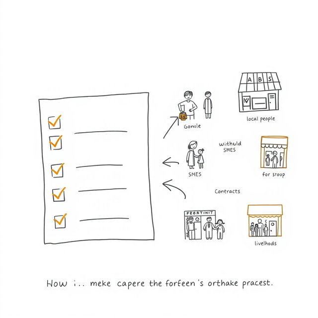 Create a professional doodle-style illustration for a corporate presentation featuring a split-scene concept