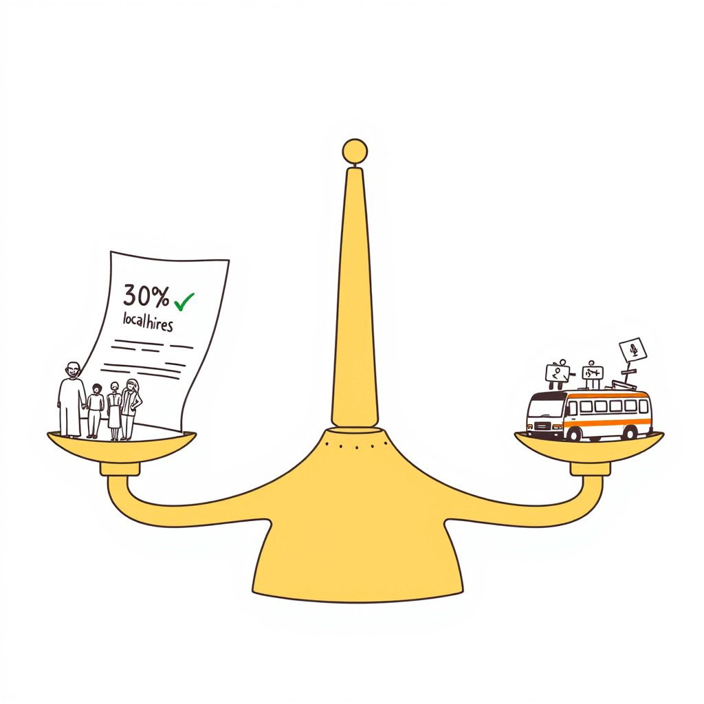 Create a professional doodle-style illustration for a corporate presentation featuring a large weighing scale at the center