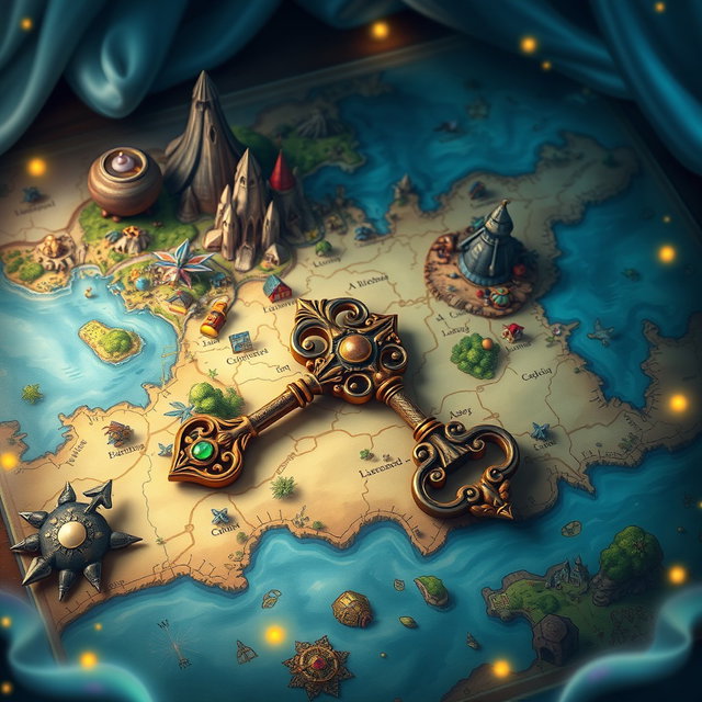 Unlock Adventure: Magical Map with Vintage Key