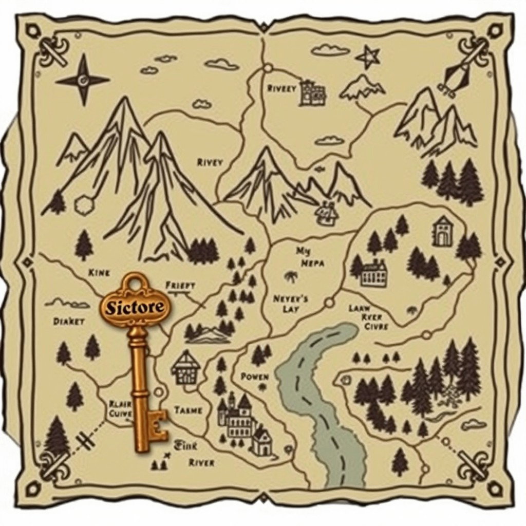 Unlock Adventure: Magical Map with Vintage Key
