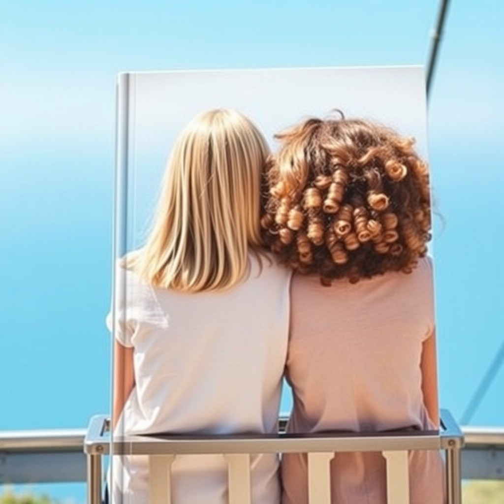 A book cover featuring two best friends captured from behind while on a scenic cable car ride