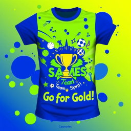 A vibrant concept for a t-shirt design featuring a Royal Blue and Green theme, perfectly suited for a school games event