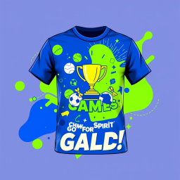 A vibrant concept for a t-shirt design featuring a Royal Blue and Green theme, perfectly suited for a school games event
