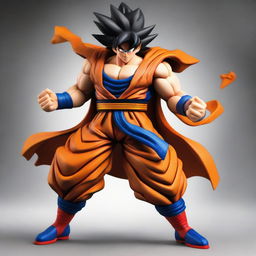 An incredible fusion of Goku from Dragon Ball Z and Superman. A figure embodying the combined might and characteristics of two iconic superheroes.