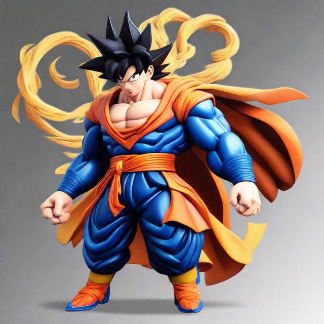 An incredible fusion of Goku from Dragon Ball Z and Superman. A figure embodying the combined might and characteristics of two iconic superheroes.