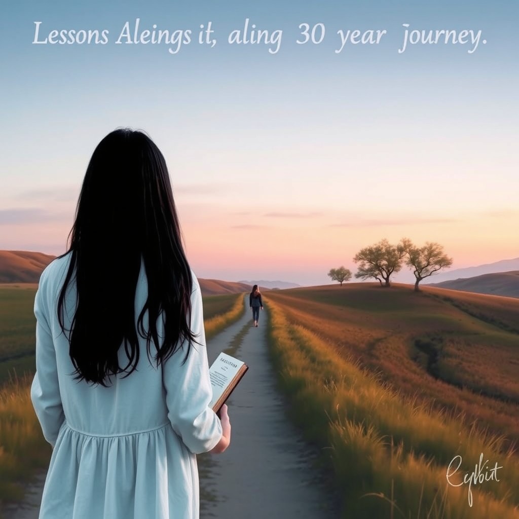 An image reflecting life lessons along a 30-year journey, portraying the concepts of learning and growing through both difficult and good moments