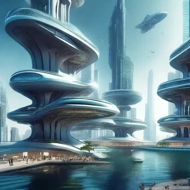 In the science fiction novel, futuristic cities were built on the underwater seaboard.