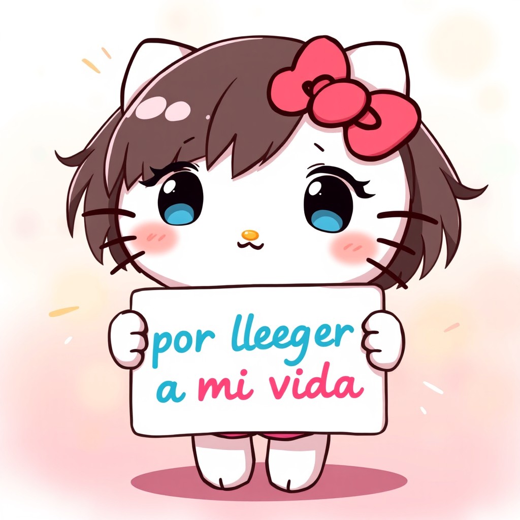An anime-style illustration of a cute character resembling Hello Kitty, with expressive eyes and soft coloring featuring cel-shading techniques