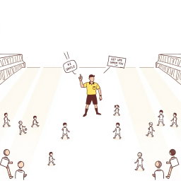Create a professional doodle-style illustration for a corporate presentation featuring a football field populated with 22 players depicted in simple sketch icons