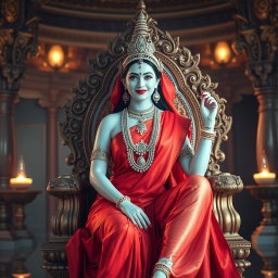 A divine goddess with luminous milk-like skin, beautifully adorned with exquisite jewelry around her neck and delicate payal on her feet