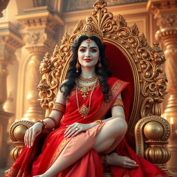 A divine goddess with luminous milk-like skin, beautifully adorned with exquisite jewelry around her neck and delicate payal on her feet