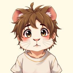 An anime-style guinea pig boy depicted as a human, featuring a cute and expressive face with a human nose
