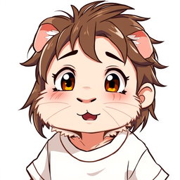 An anime-style guinea pig boy depicted as a human, featuring a cute and expressive face with a human nose