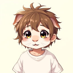 An anime-style guinea pig boy depicted as a human, featuring a cute and expressive face with a human nose