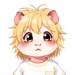 An anime-style guinea pig boy represented as a human, featuring a completely human-like face without any fur