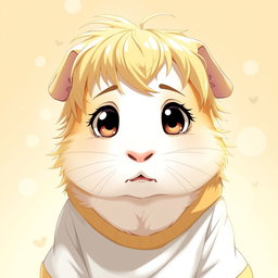 An anime-style guinea pig boy represented as a human, featuring a completely human-like face without any fur