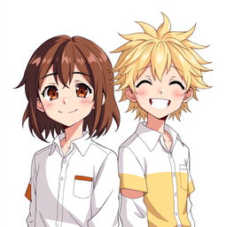 Two anime boy twins standing side by side, showcasing their unique appearances while sharing a striking resemblance