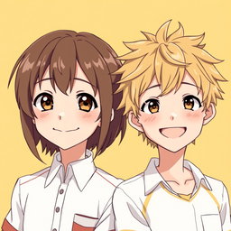 Two anime boy twins standing side by side, showcasing their unique appearances while sharing a striking resemblance