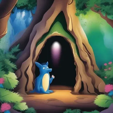 The mystical creature lives in a dinged cave hidden in the enchanted forest.
