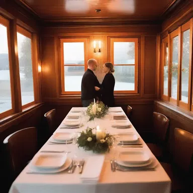 The couple shared a candlelit dinner in the cozy, dinged restaurant.