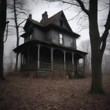 The author described the eerie atmosphere of the haunted house with its dinged walls and creaking floorboards.