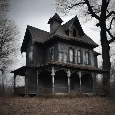 The author described the eerie atmosphere of the haunted house with its dinged walls and creaking floorboards.