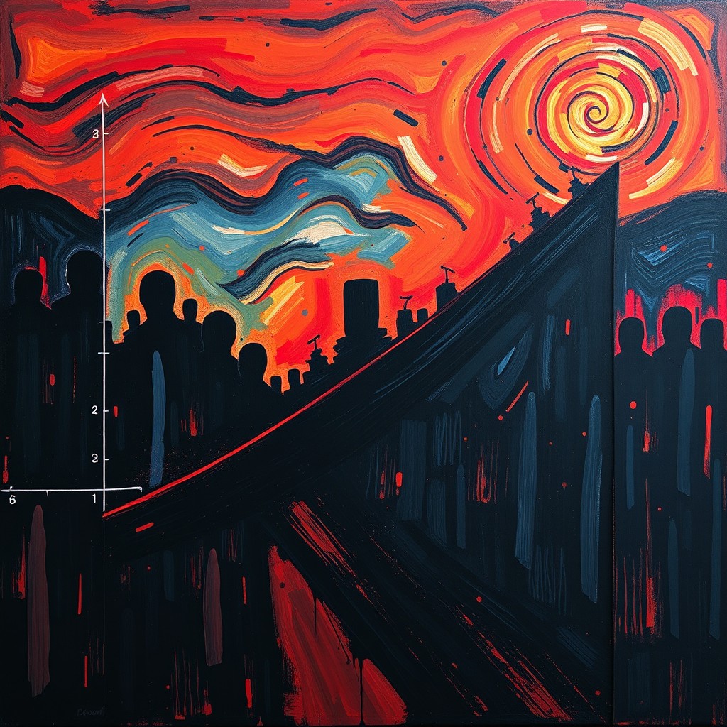 An emotionally evocative artwork depicting a logistic regression model, as if painted by Edvard Munch