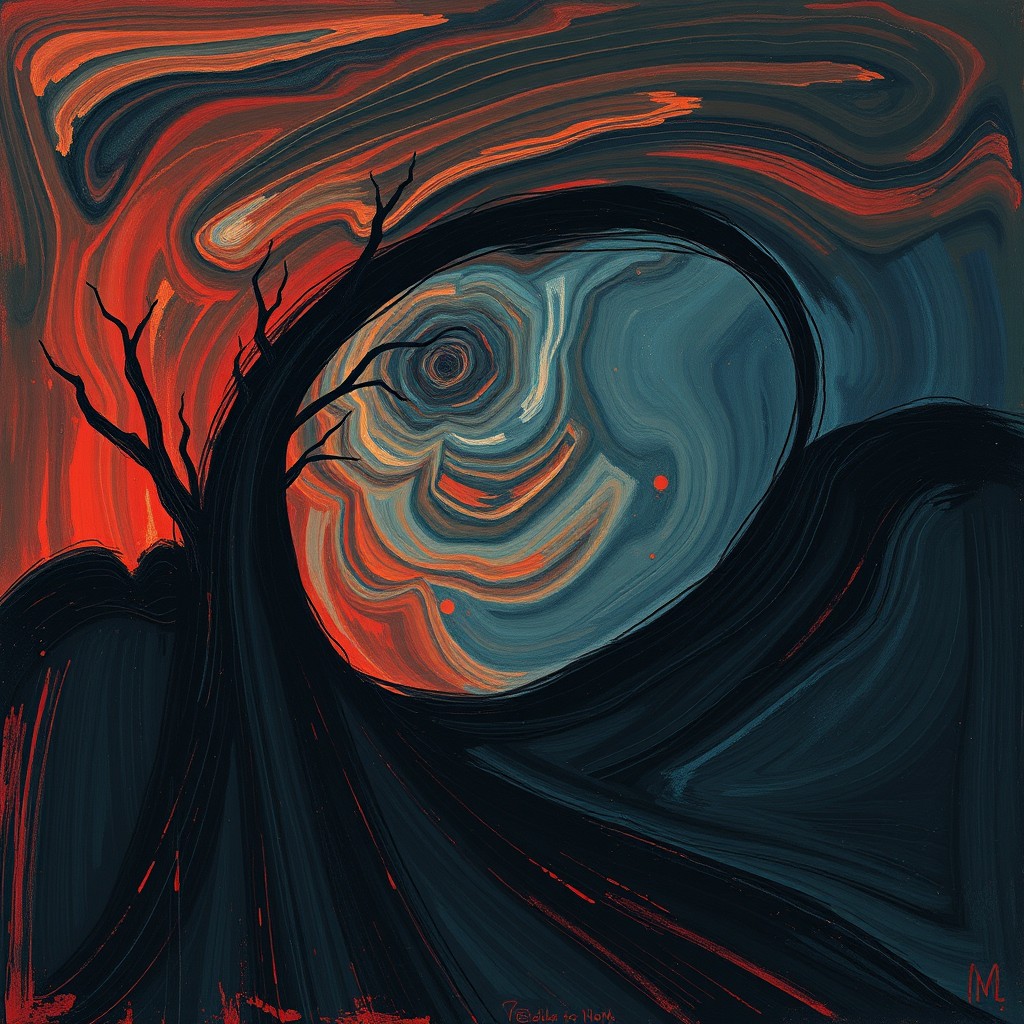 A captivating visual of a logistic regression model, imagined as if painted by Edvard Munch
