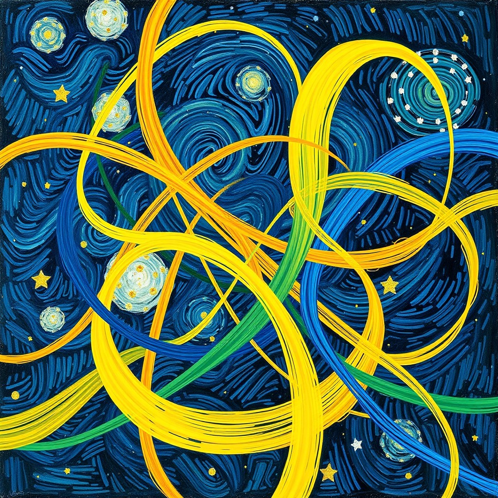 A vibrant, expressive representation of multivariate time series forecasting, envisioned as if painted by Vincent van Gogh
